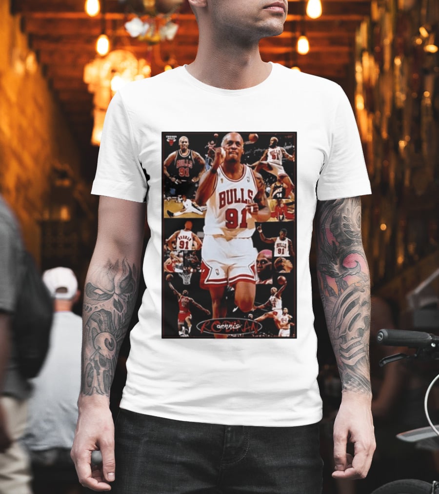 Dennis Rodman Chicago Bulls 91 Iconic NBA Basketball Highlights T-Shirt