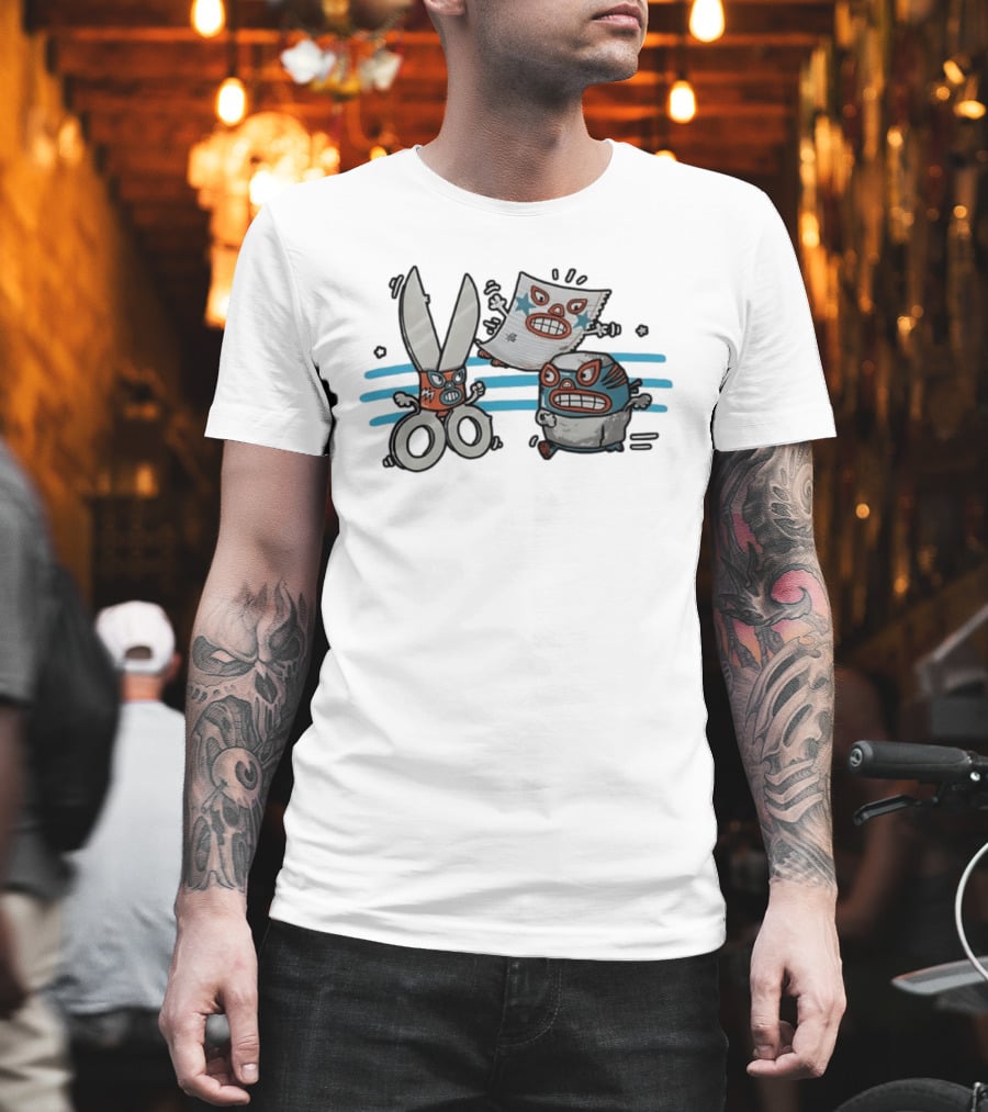 Lucha Libre Rock Paper Scissors Game Luchador Battle Characters T-Shirt