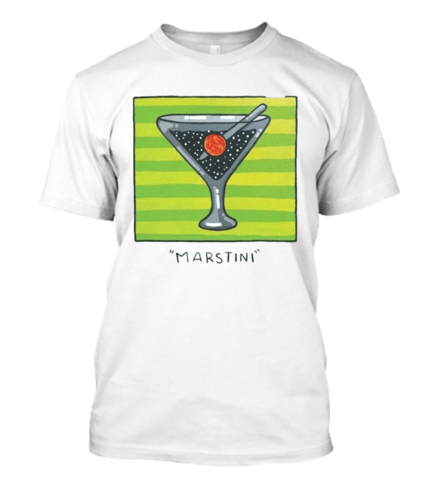 Marstini Planet Martini Cocktail Mars Space Themed Drink T-Shirt