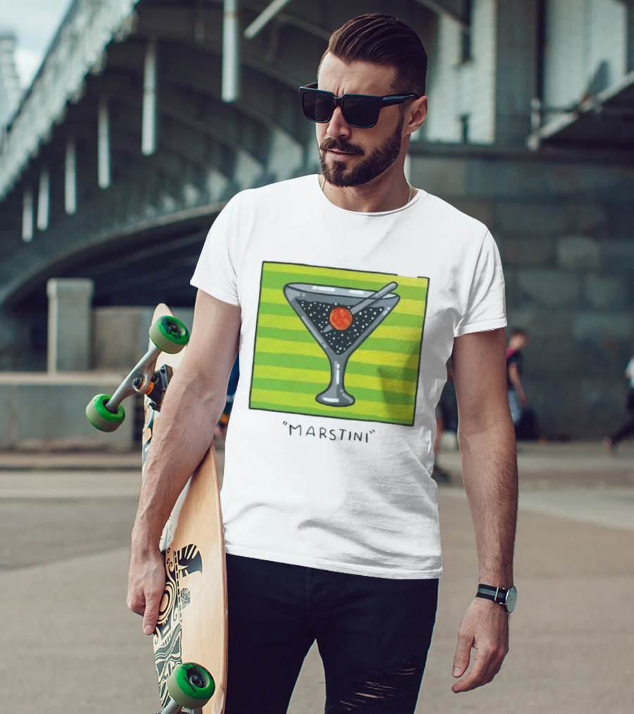 Marstini Planet Martini Cocktail Mars Space Themed Drink T-Shirt