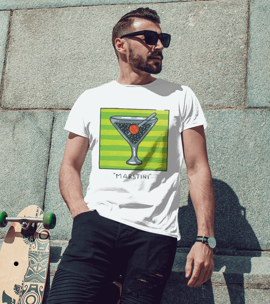 Marstini Planet Martini Cocktail Mars Space Themed Drink T-Shirt
