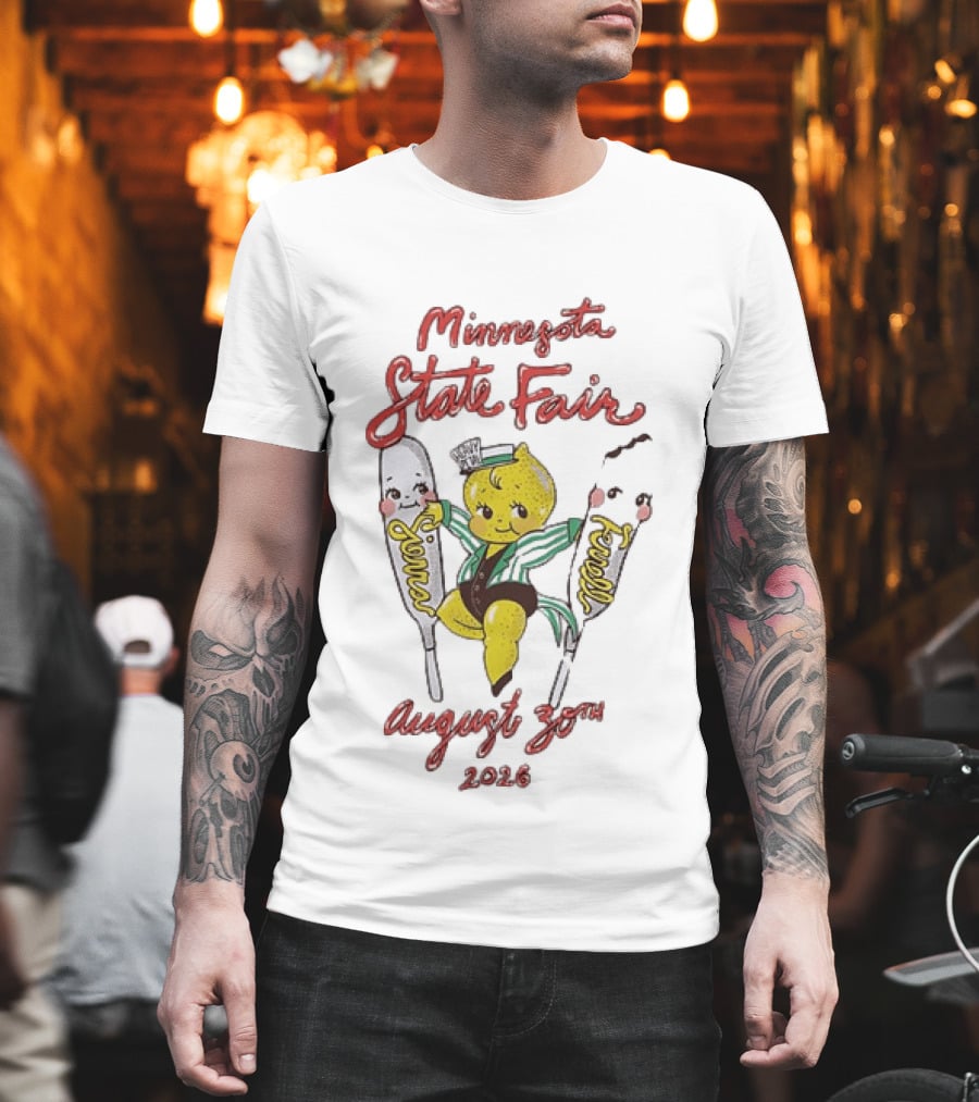 Minnesota State Fair August 30th 2026 Lemon Character With Corn Dogs T-Shirt