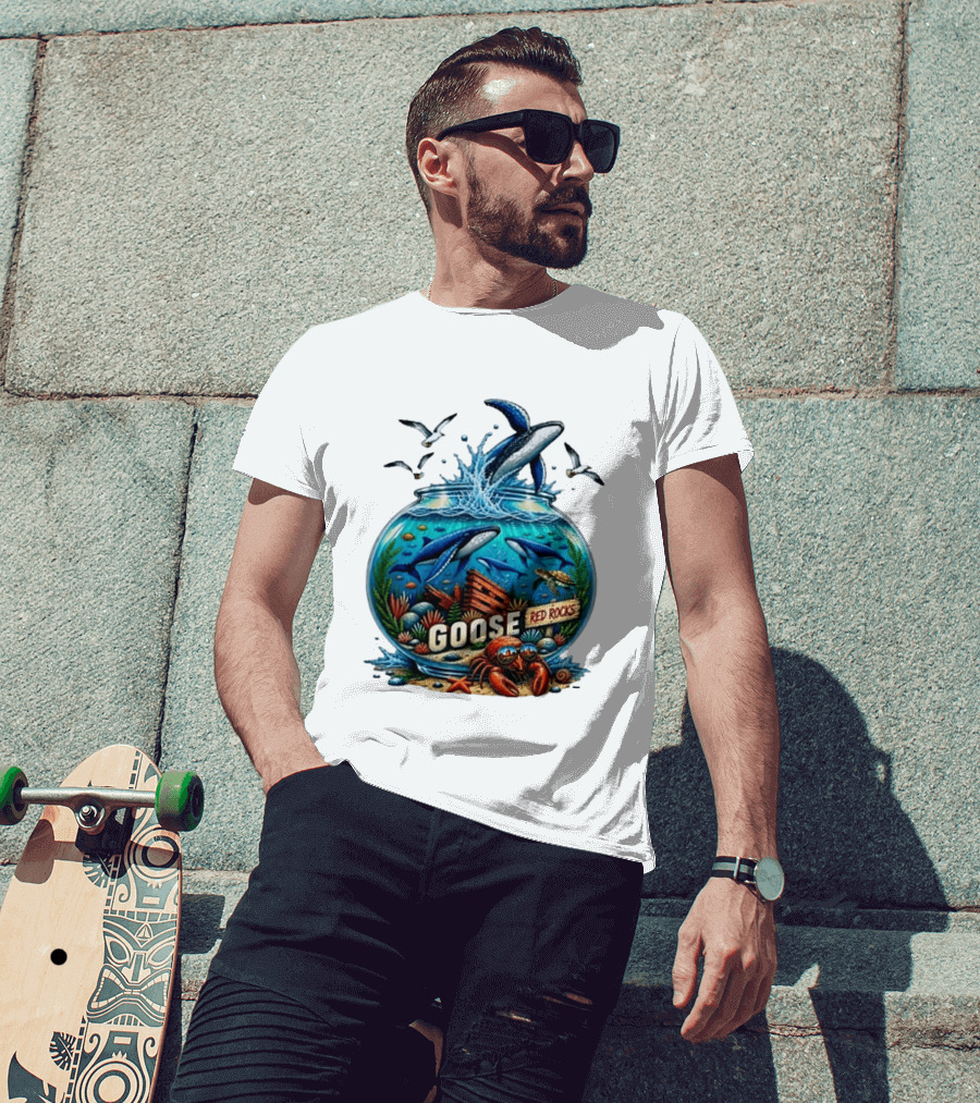Goose Red Rocks Aquarium Whale Ocean Life Jam Band T-Shirt