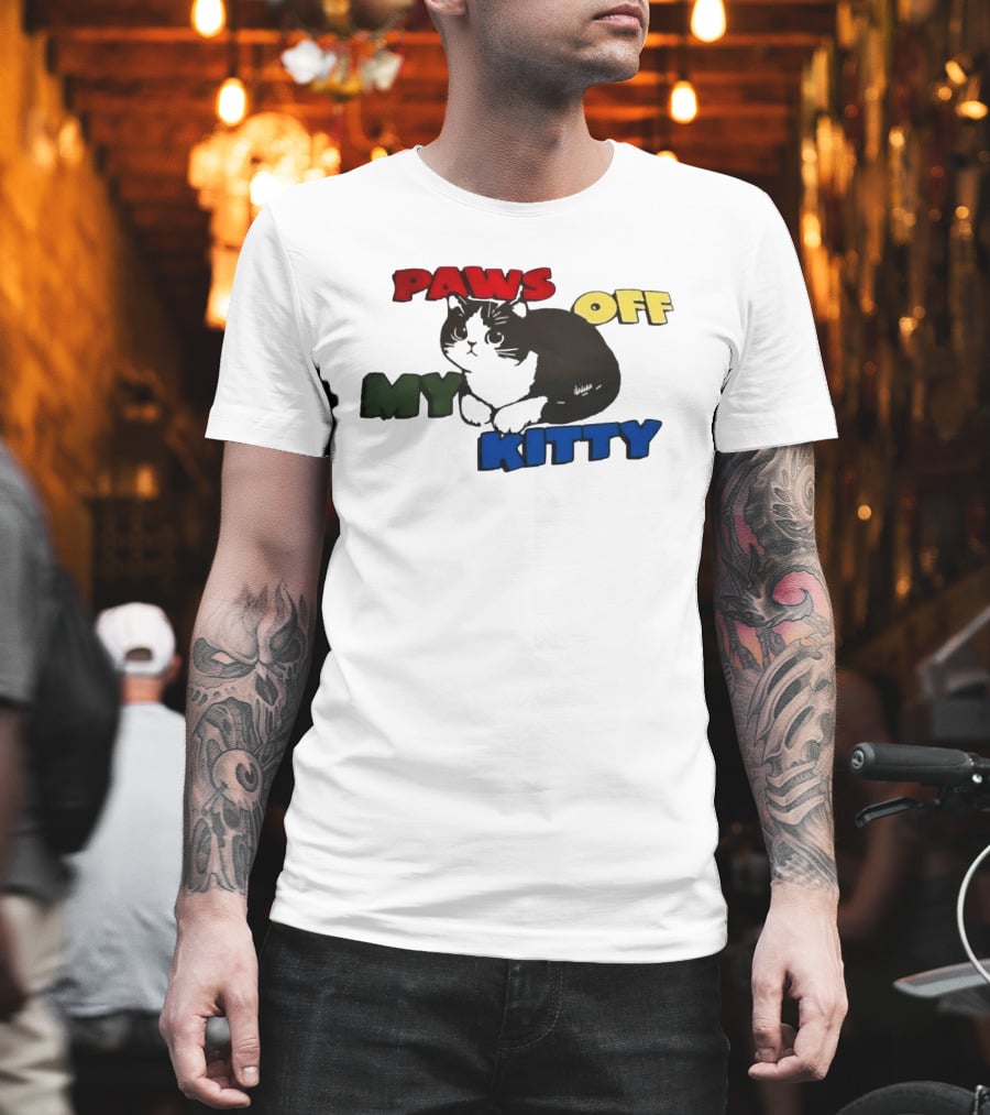Paws Off My Kitty Cat Vintage Style Pet Lover T-Shirt