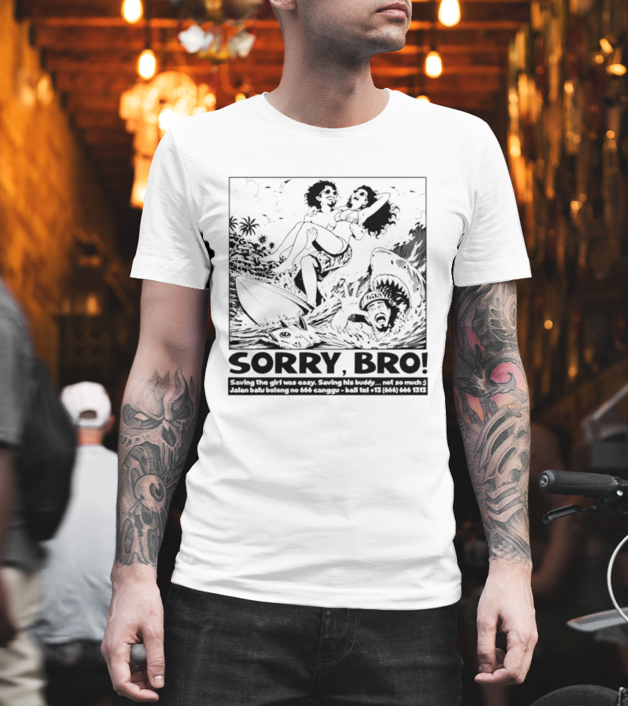 Sorry Bro Saving The Girl Was Easy Saving His Buddy Not So Much Vintage Comic Style Rescue Scene T-Shirt
