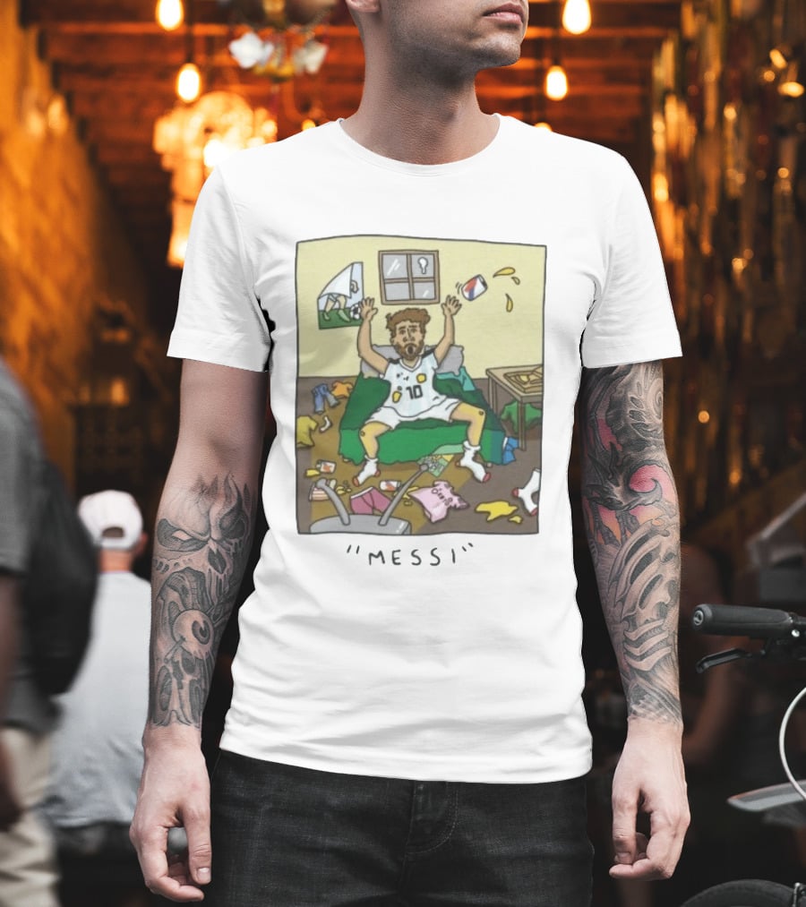 Lionel Messi Argentina Football Cartoon Messy Room T-Shirt