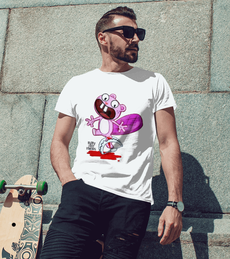 Toothy Happy Tree Friends Cartoon Beaver Stuck In Bear Trap T-Shirt