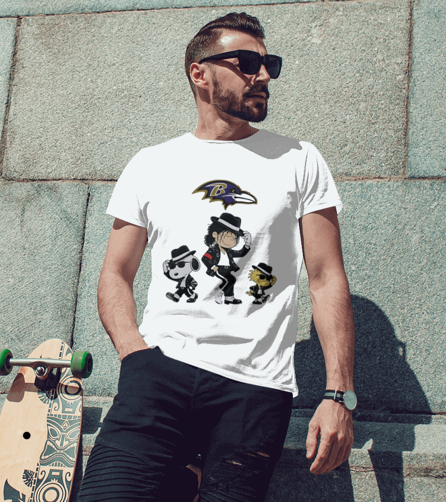 Baltimore Ravens Snoopy Charlie Brown Woodstock Pop Rock Dance T-Shirt