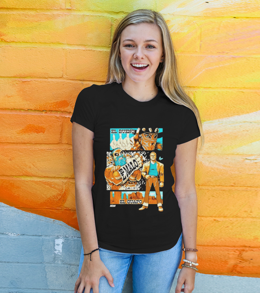 AEW El Bueno El Malo El Guapo Wrestling Comic T-Shirt