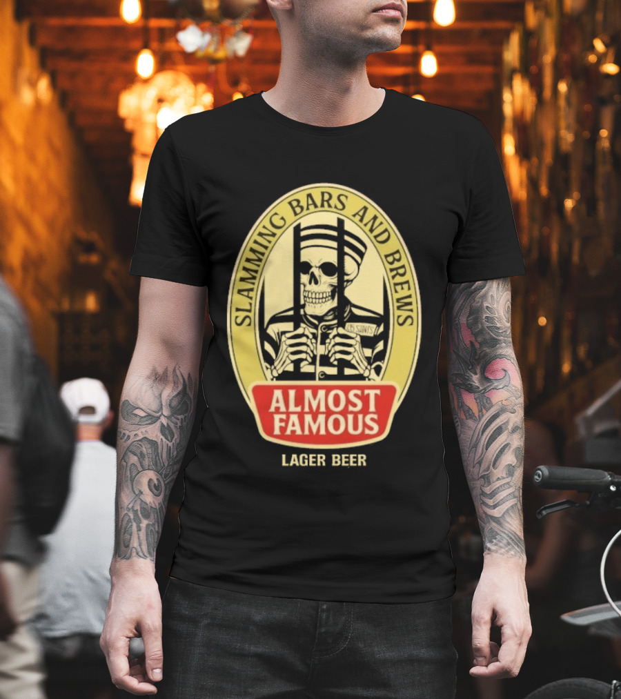 Almost Famous Slamming Bars And Brews Lager Beer Skeleton T-Shirt