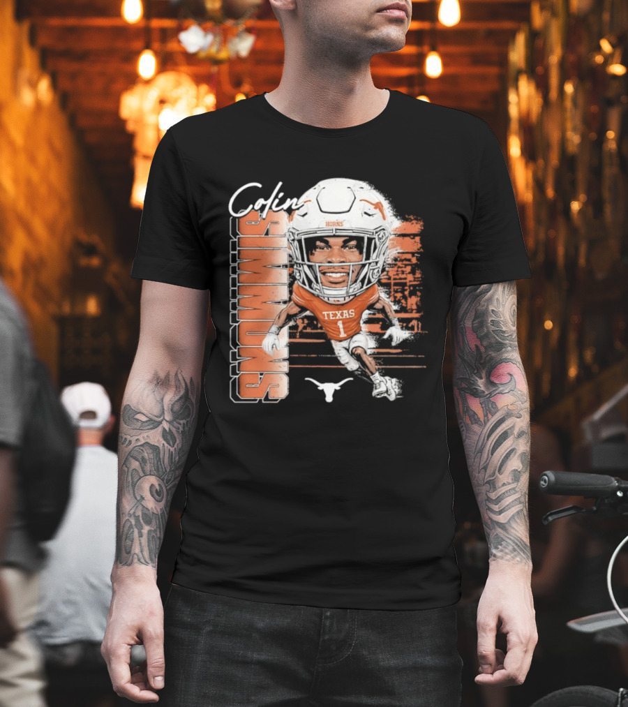 Colin Simmons Texas Longhorns Football Player Number 1 Distressed T-Shirt