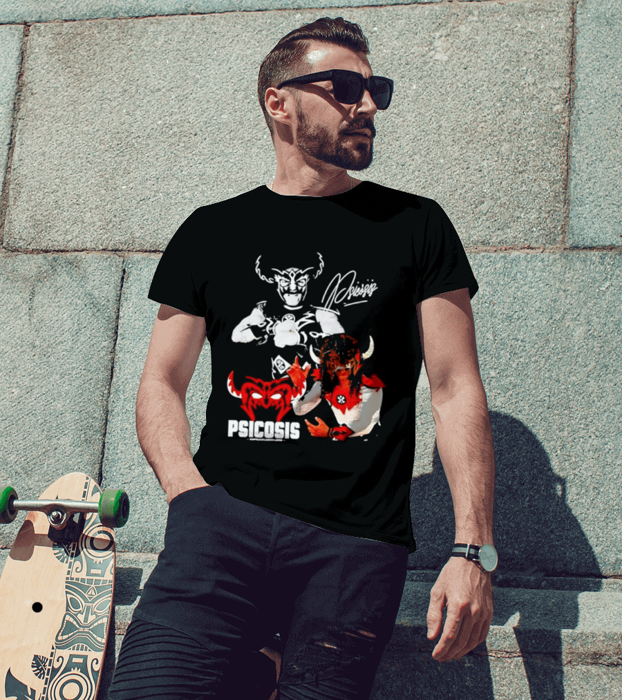Psicosis Suprema Lucha Libre Wrestling Demon Mask Signature T-Shirt