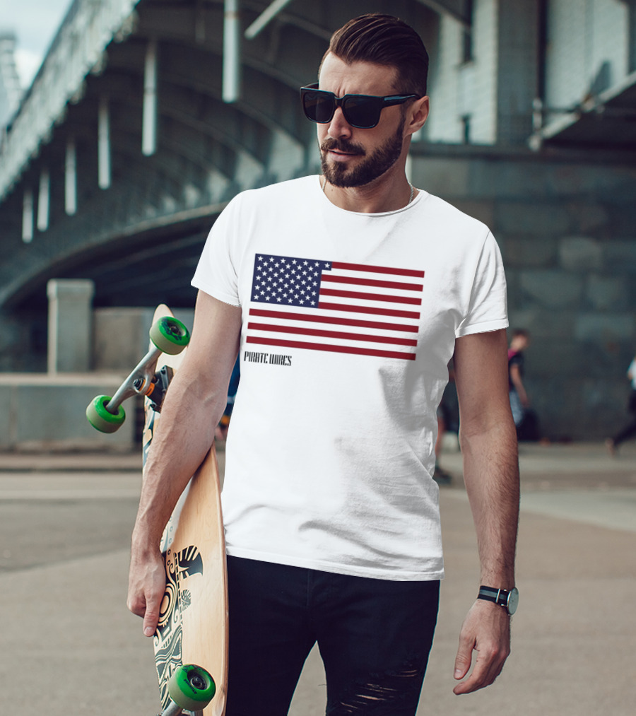 Pirate Wires 1776 American Flag Lunar Position Relative To Earth T-Shirt