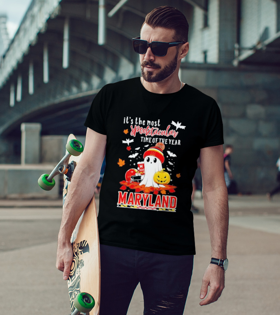 Maryland Terrapins Halloween 2026 Most Spooktacular Time Of The Year Ghost T-Shirt
