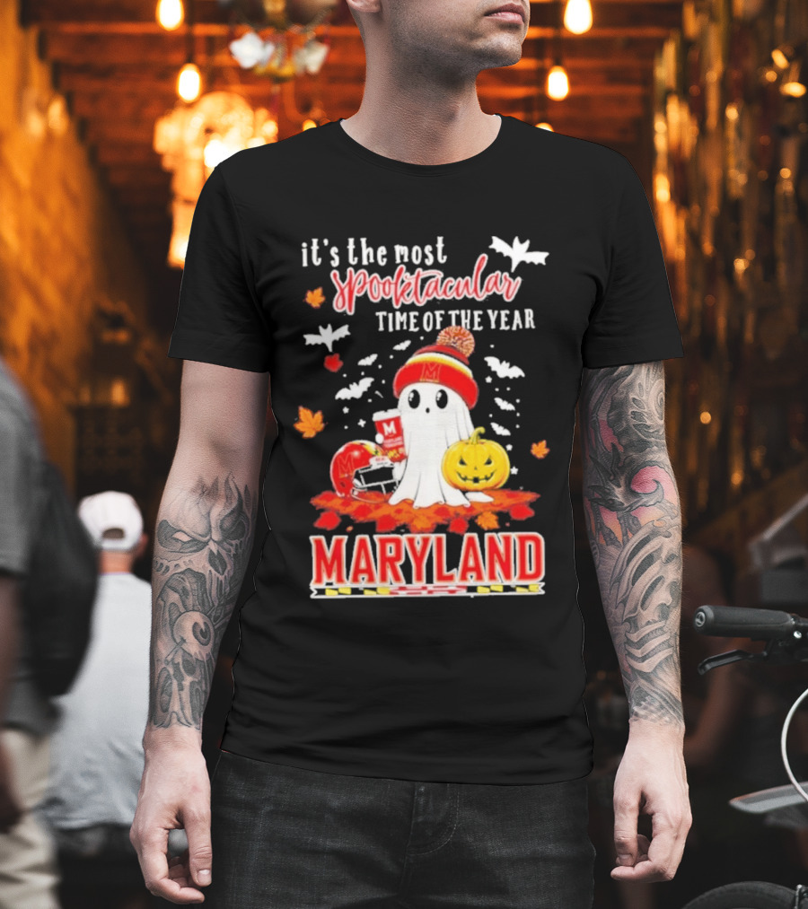 Maryland Terrapins Halloween 2026 Most Spooktacular Time Of The Year Ghost T-Shirt