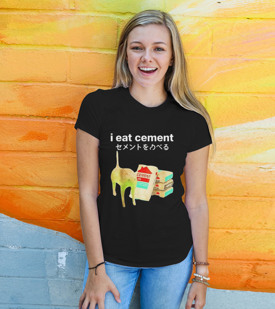 I Eat Cement Cat Meme Cursed T-Shirt