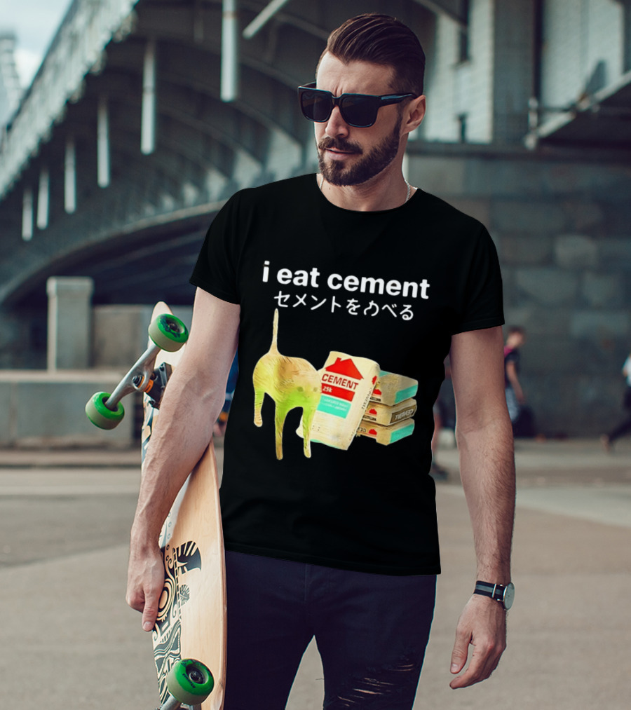 I Eat Cement Cat Meme Cursed T-Shirt