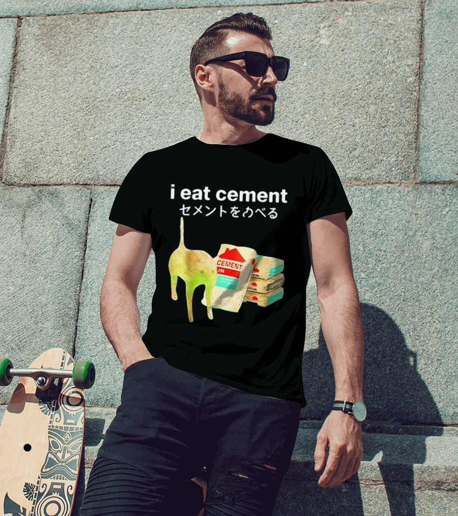 I Eat Cement Cat Meme Cursed T-Shirt