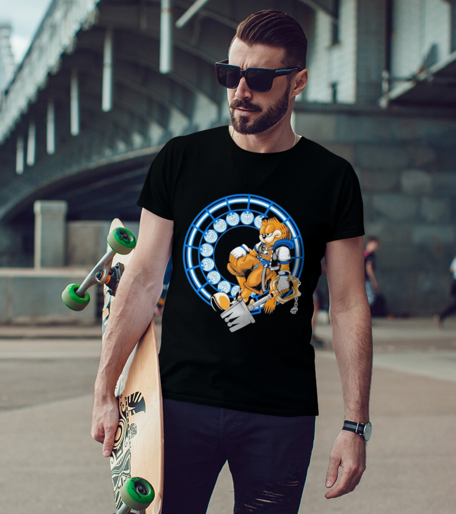 Just Another Heartless Monday Yetee Crossover With Keyblade Wielding Garfiend And Cool Blue Circles T-Shirt