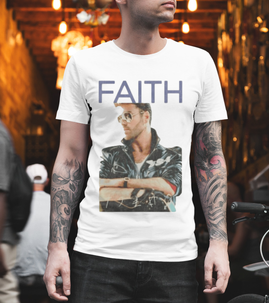 George Michael Faith Tour Leather Jacket And Aviator T-Shirt