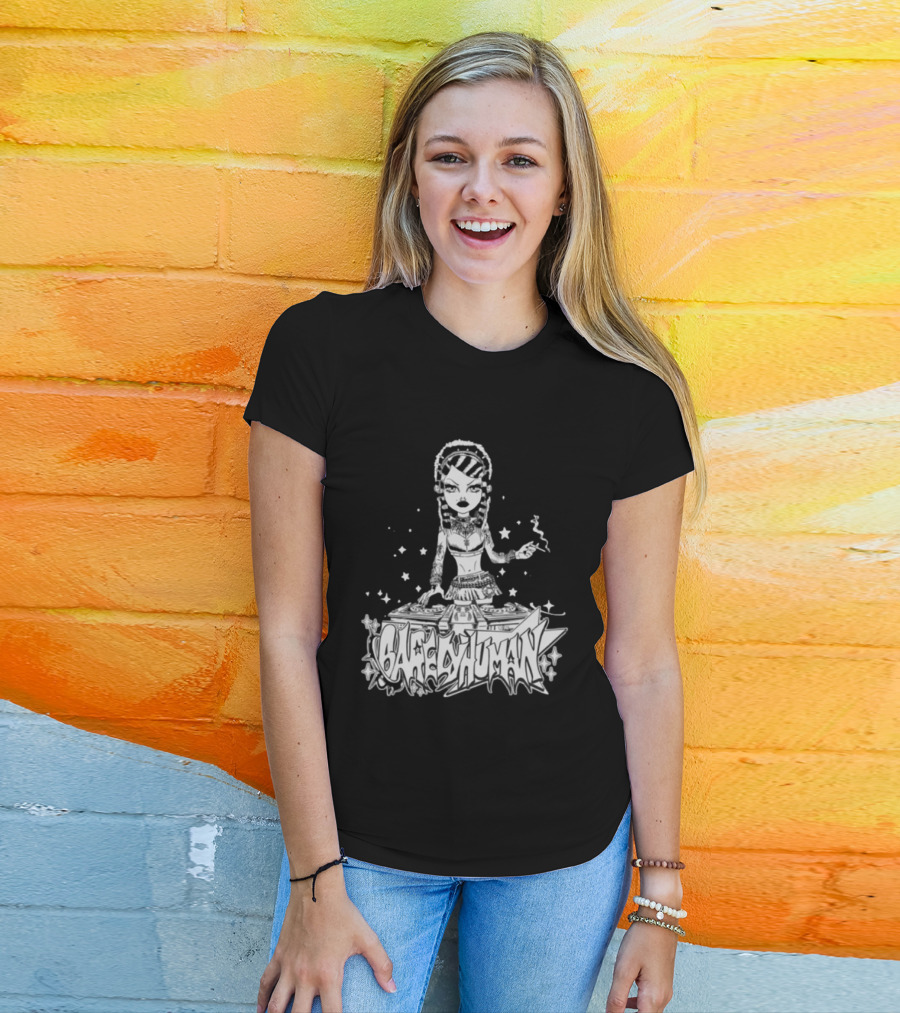 6Arelyhuman Digital Dancer Doll Tattoo Style DJ Aesthetic T-Shirt