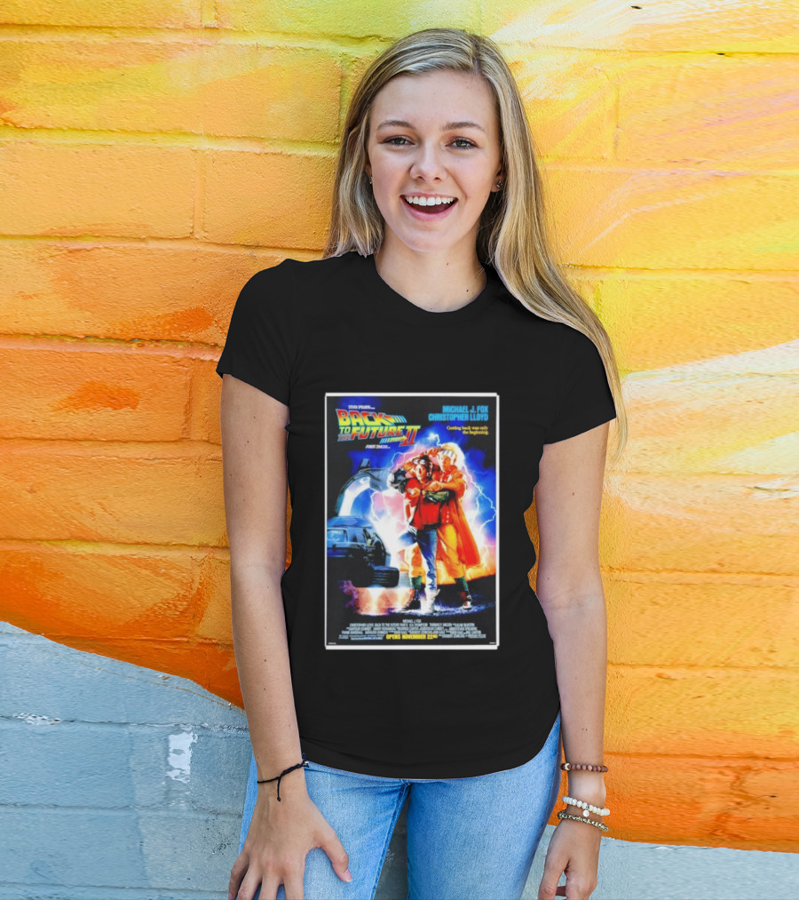 Back To The Future Part II Movie Michael J Fox Christopher Lloyd DeLorean Time Machine November 22 Spielberg T-Shirt