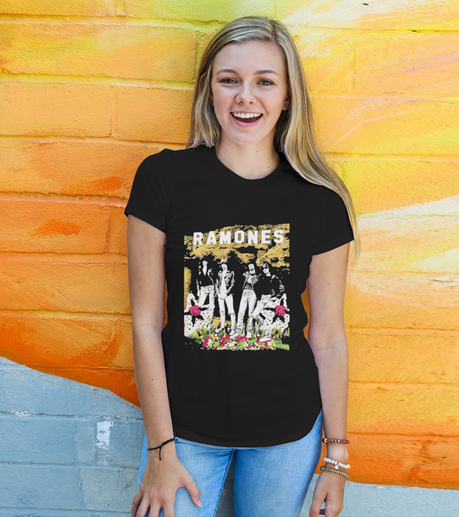 Ramones Floral Punk Rock Music Band T-Shirt