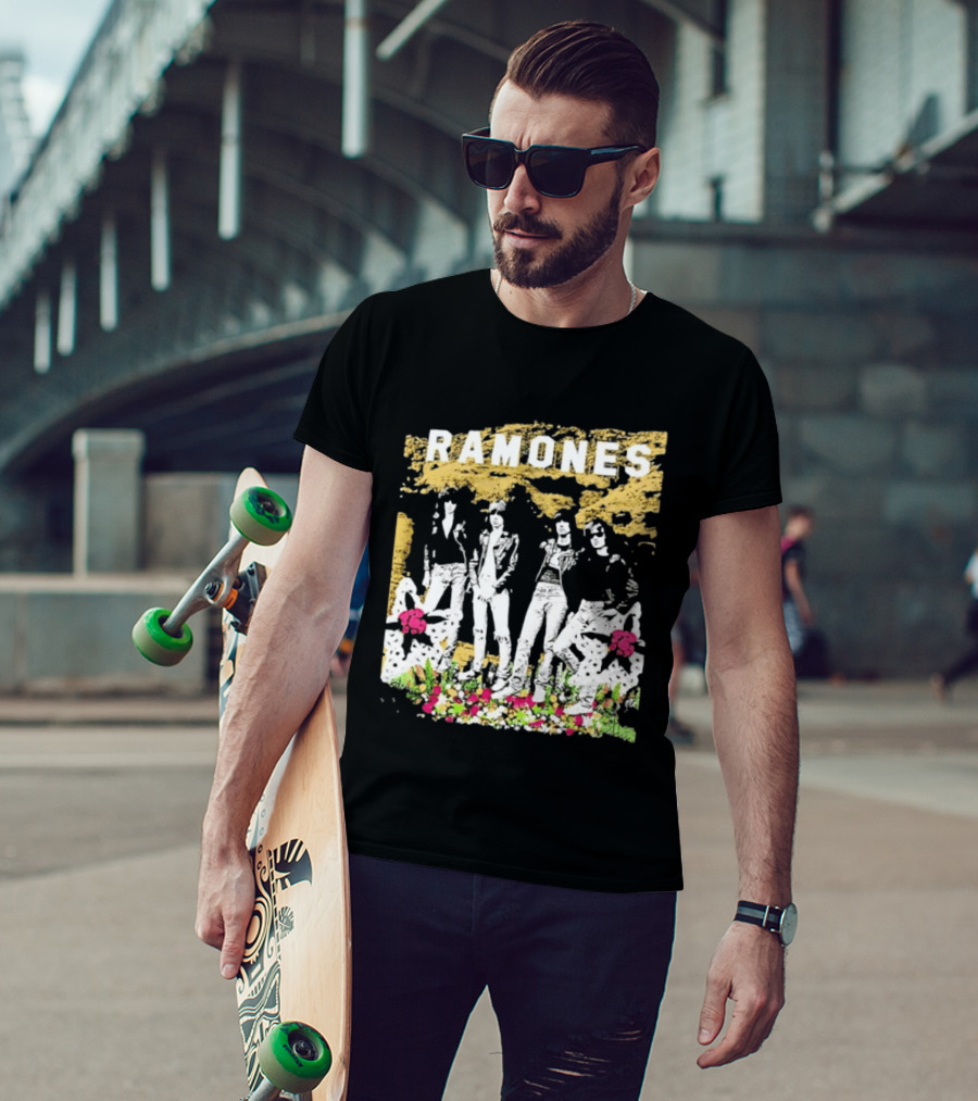 Ramones Floral Punk Rock Music Band T-Shirt