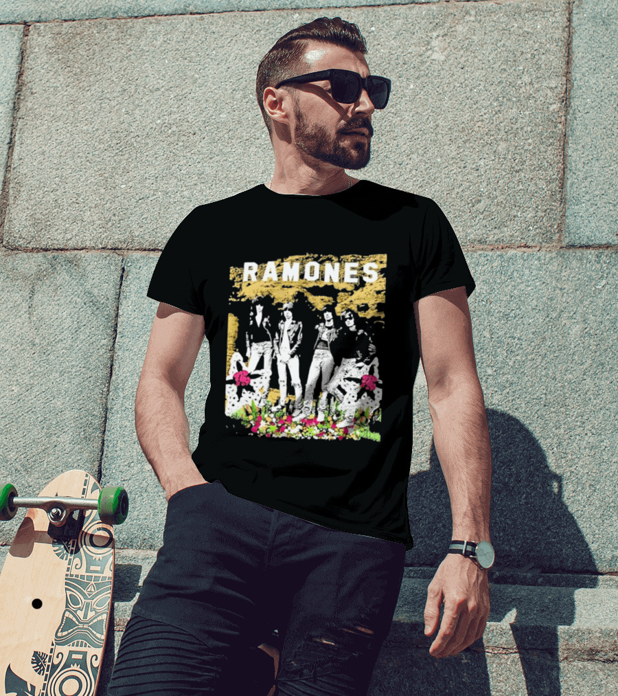 Ramones Floral Punk Rock Music Band T-Shirt