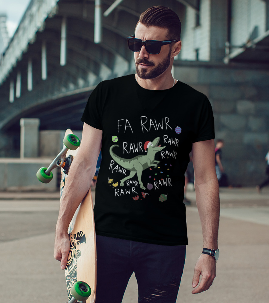Santa Dinosaur Rex Fa Rawr Rawr Rawr Christmas Holiday T-Shirt