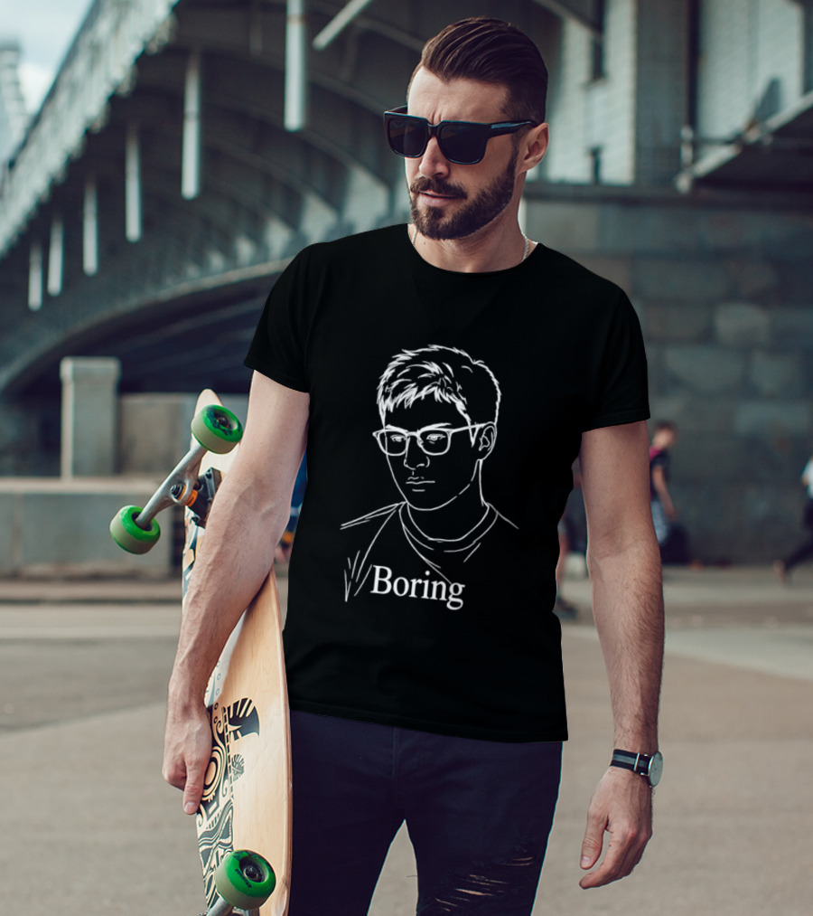 Boring Minimalist Line Art Portrait With Glasses T-Shirt