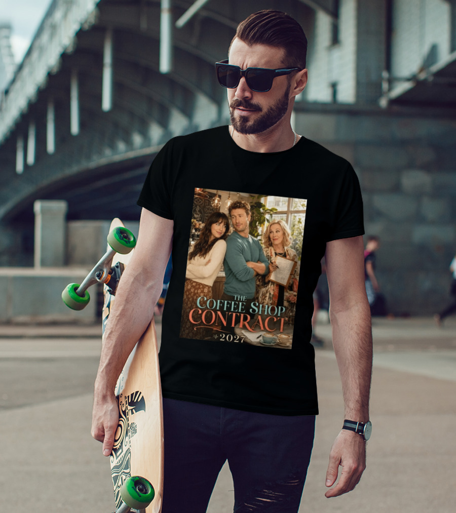 The Coffee Shop Contract 2027 Cozy Romantic Comedy Scene T-Shirt