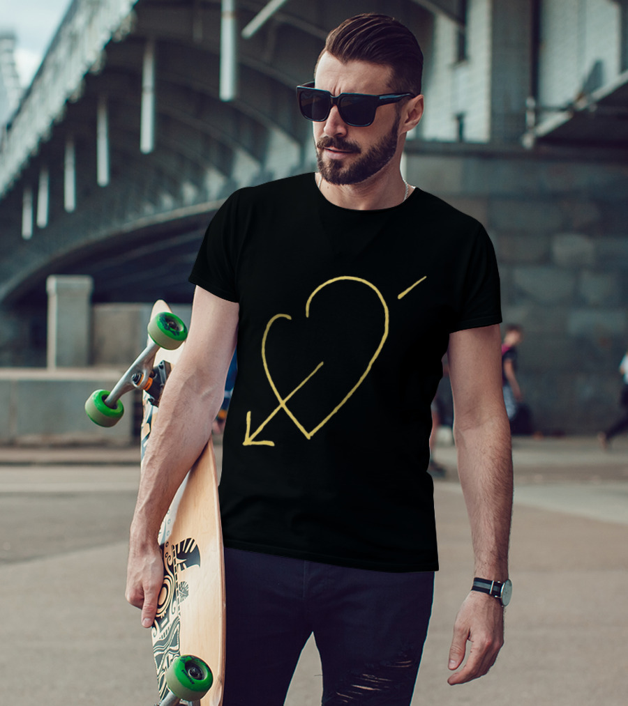 George Michael Store Faith Tour Heart Black Gold Arrow T-Shirt