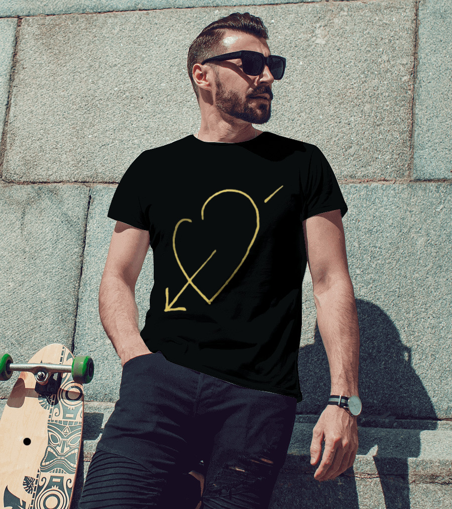 George Michael Store Faith Tour Heart Black Gold Arrow T-Shirt