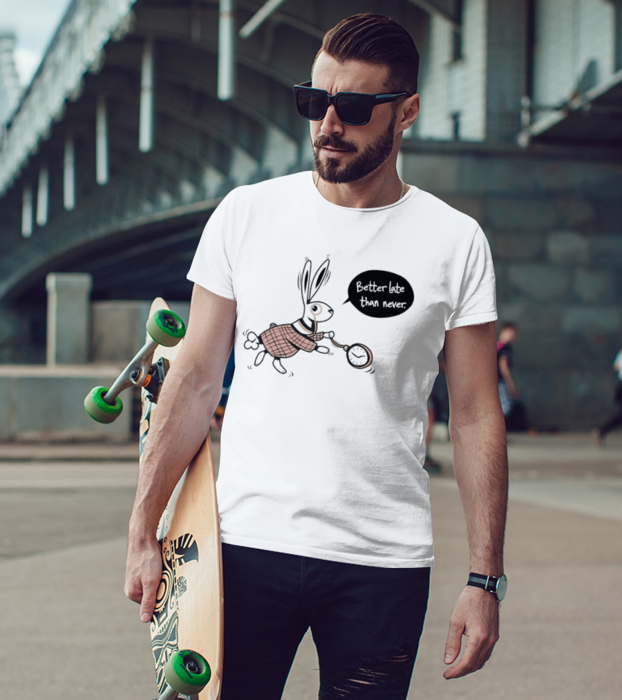 Better Late Than Never Rabbit Pocket T-Shirt