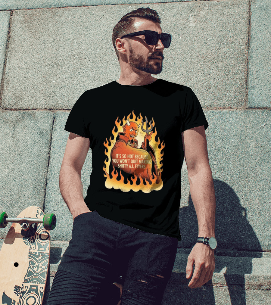 Devil It's So Hot Because You Won't Quit Making Shitty AI Flyers T-Shirt