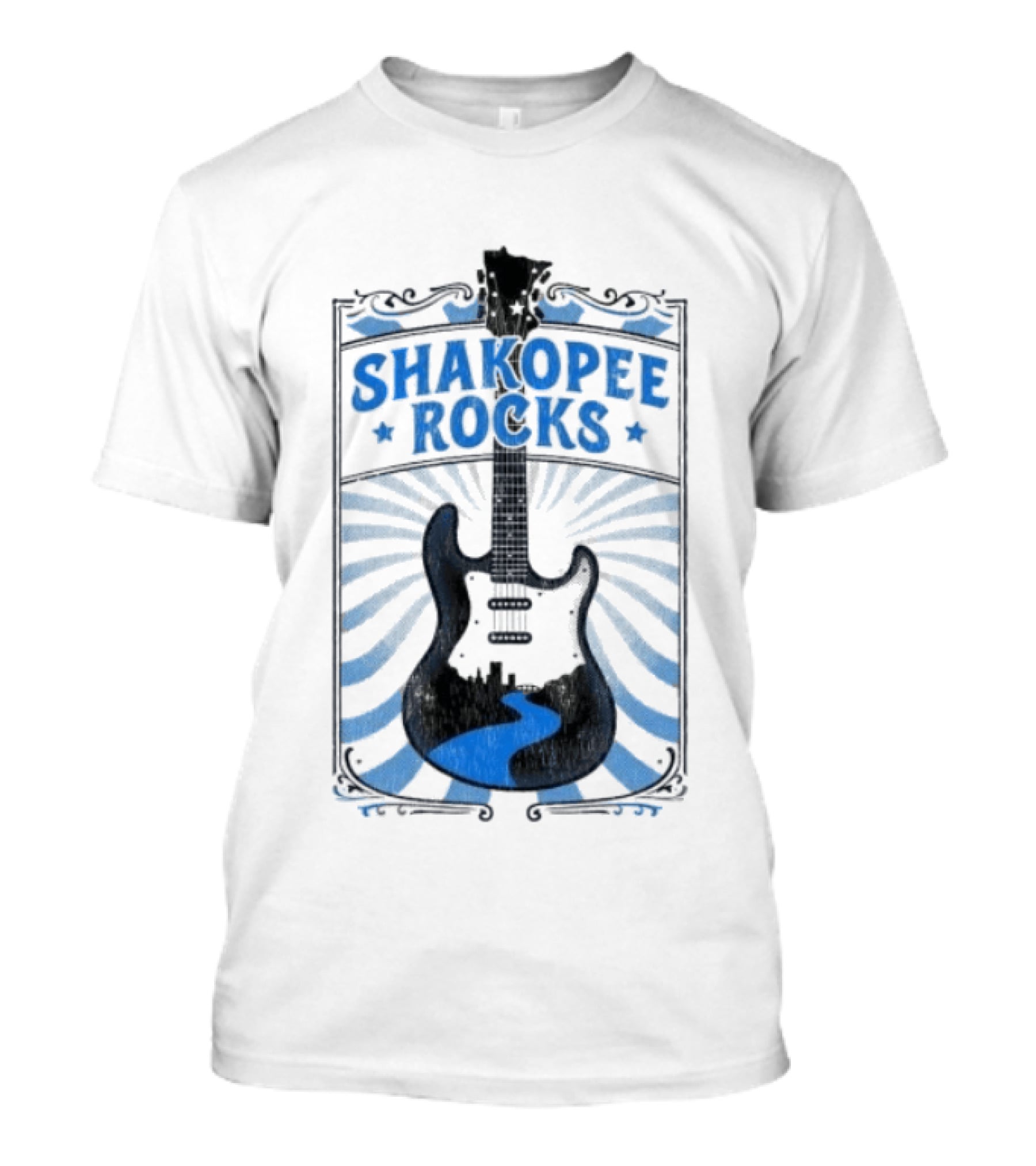 Shakopee Rocks Guitar Minnesota Rock And Roll Stripes T-Shirt