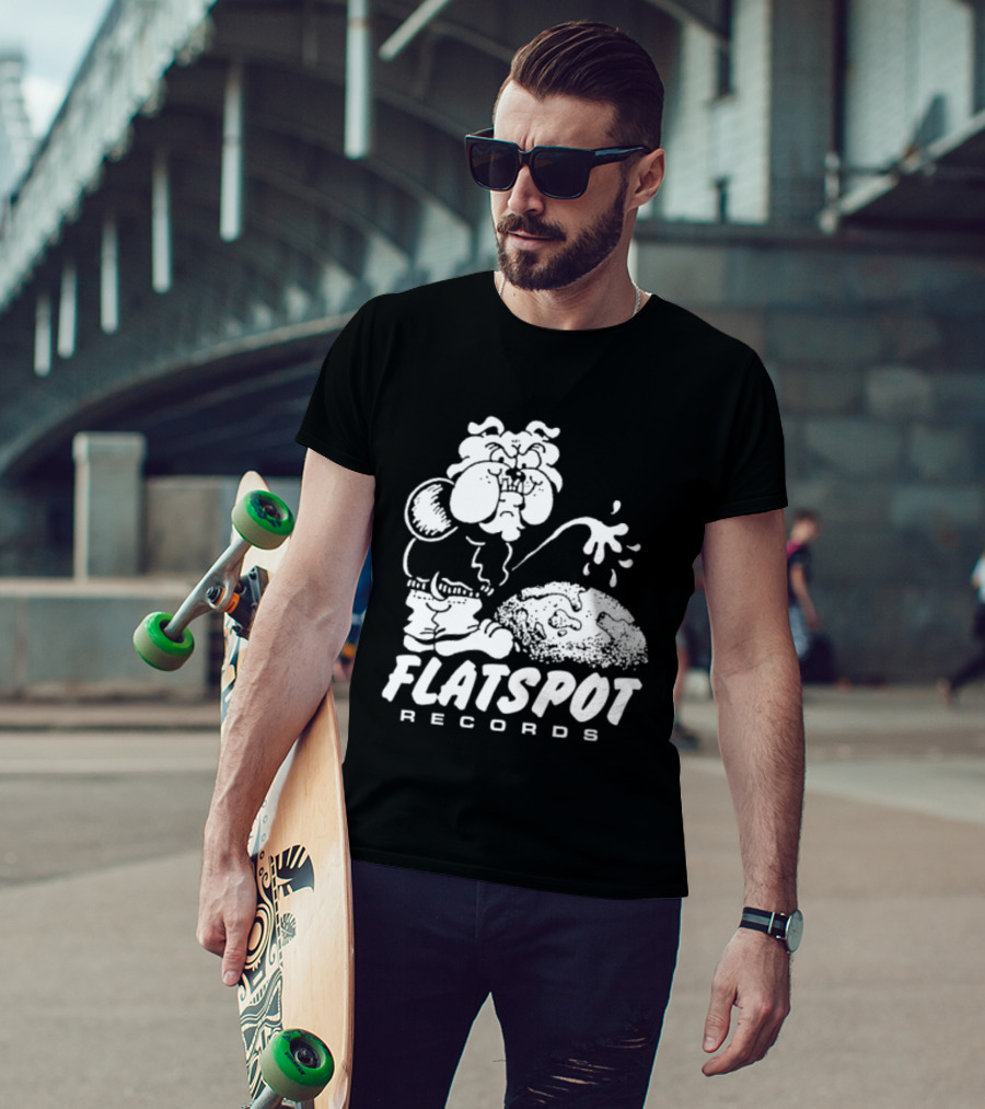 Flatspot Records Piss Off Character Graphic With Store Name T-Shirt
