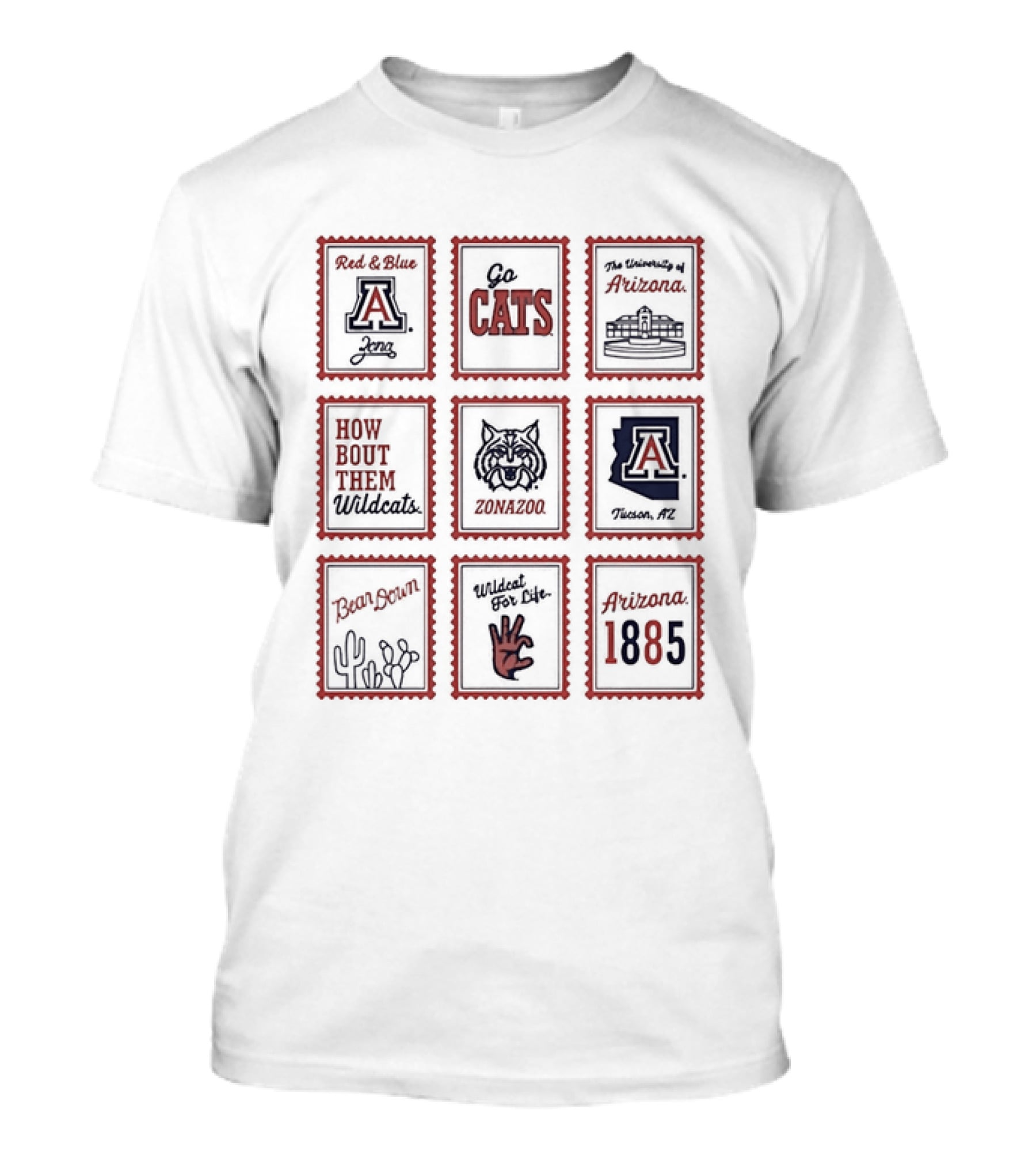 Arizona Wildcats Bear Down University Collection Go Cats Stamp Arizona 1885 Wildcats T-Shirt