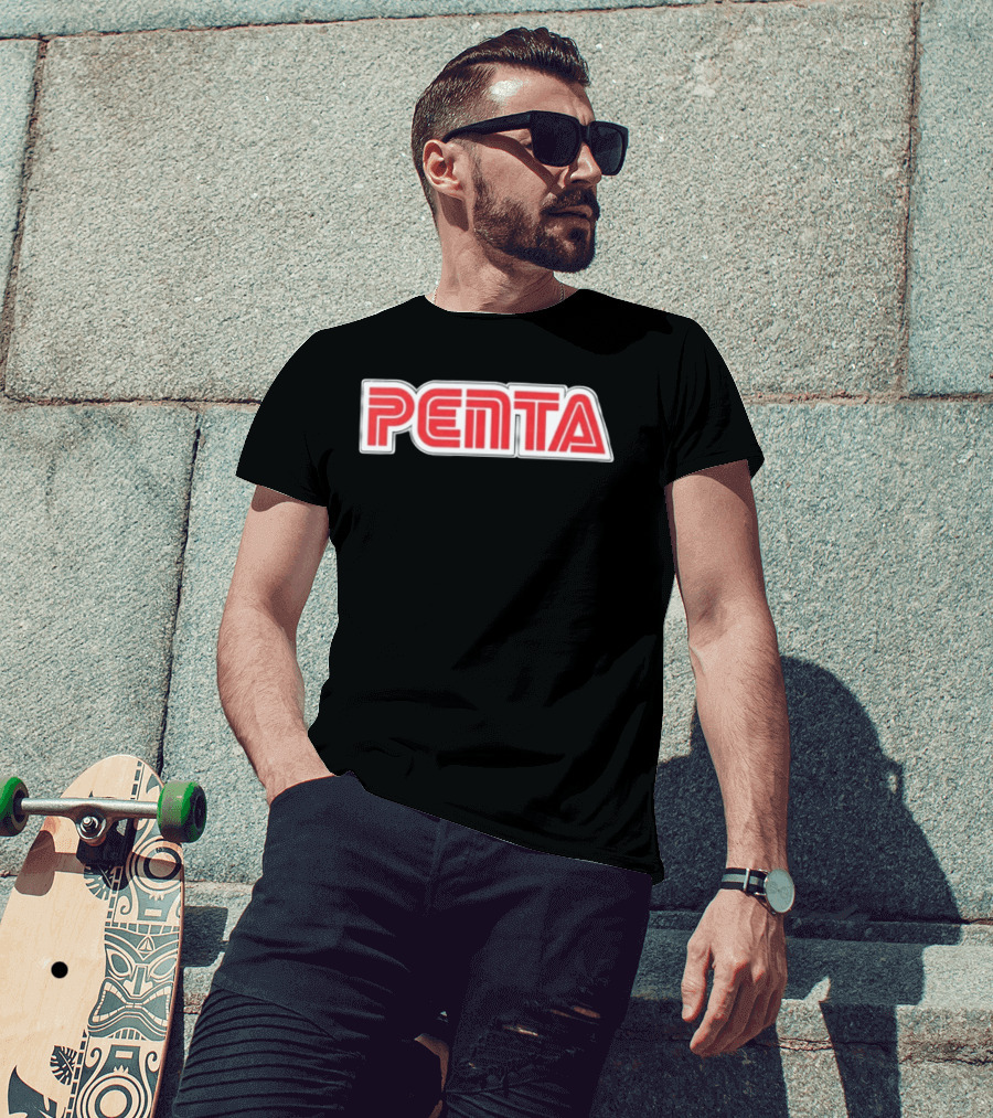 Penta Brand Retro 70s Style Bold Red Lettering T-Shirt