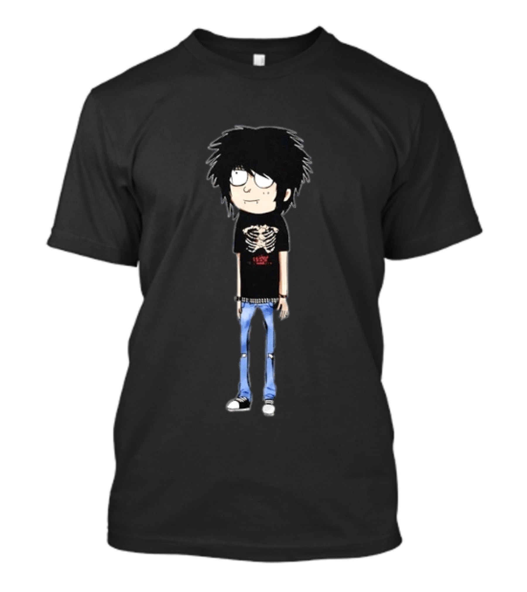 Aheartwellending Emo Scene Cartoon Character With Skeleton T-Shirt
