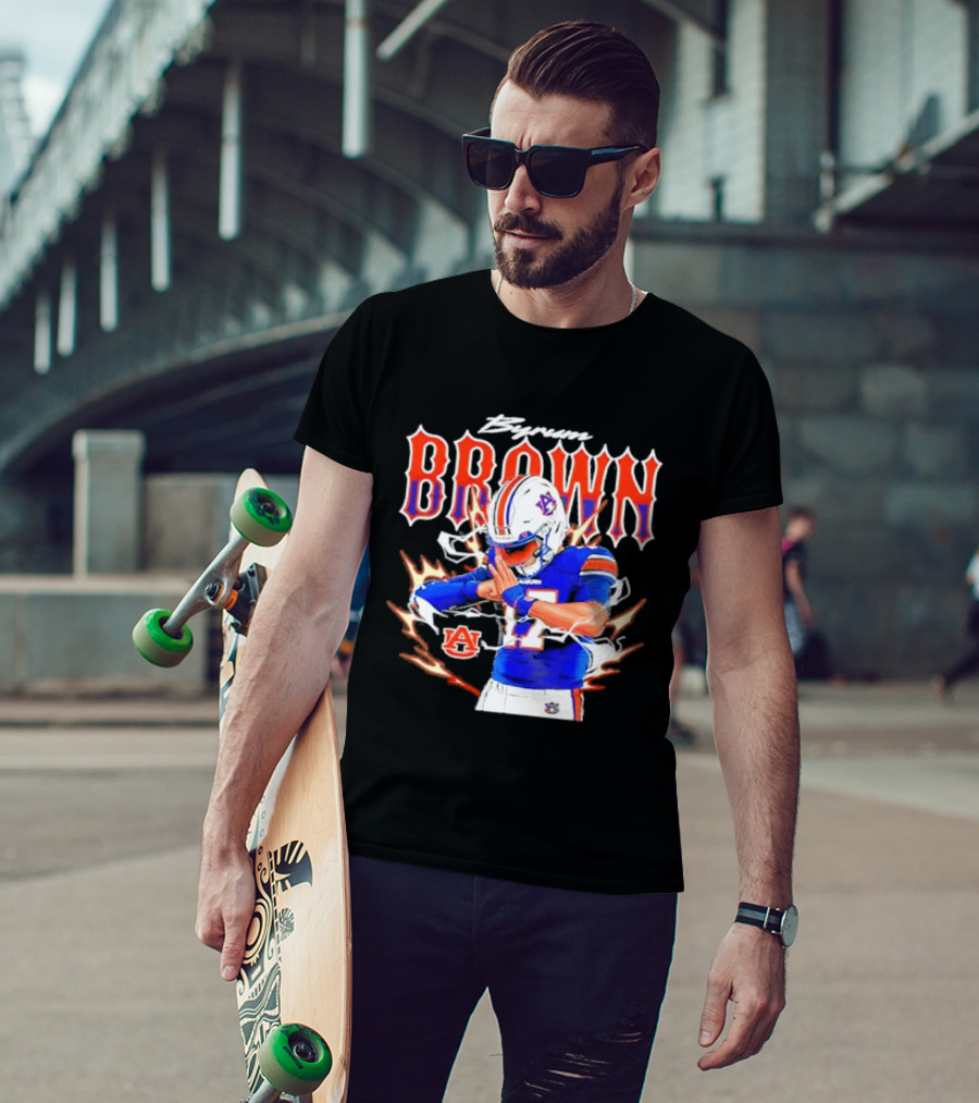 Auburn Tigers Byrum Brown Football Player Comic T-Shirt