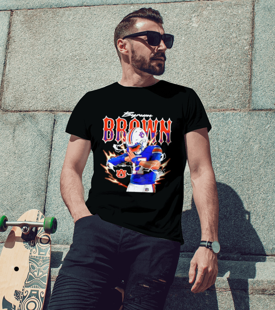 Auburn Tigers Byrum Brown Football Player Comic T-Shirt