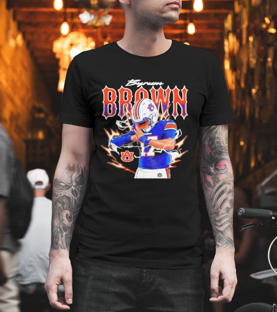 Auburn Tigers Byrum Brown Football Player Comic T-Shirt