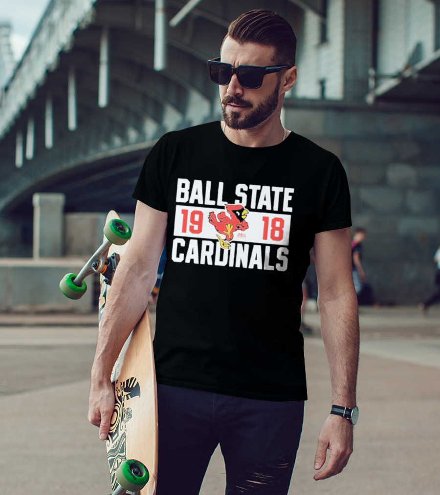 Ball State Cardinals 1918 Vintage Logo Red Cardinal Football Team T-Shirt