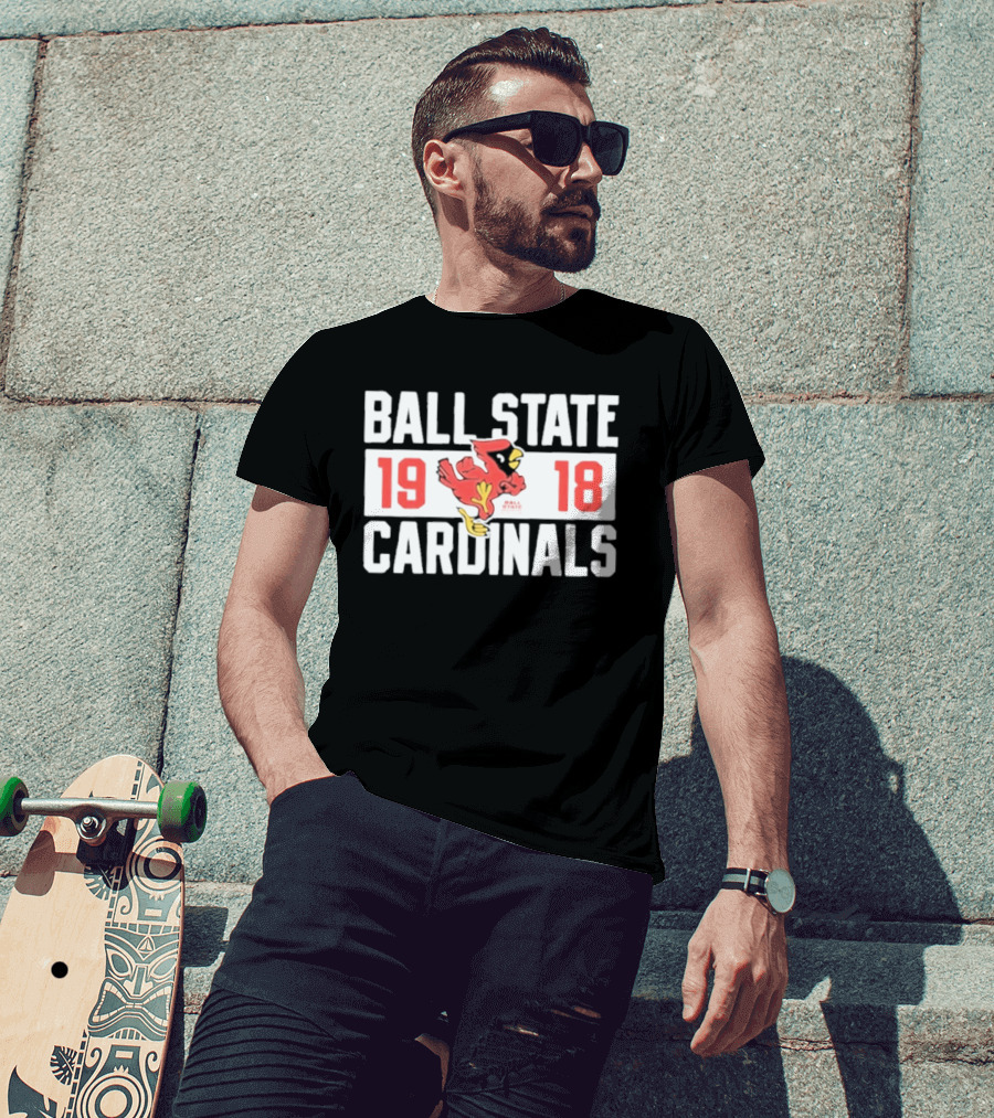 Ball State Cardinals 1918 Vintage Logo Red Cardinal Football Team T-Shirt