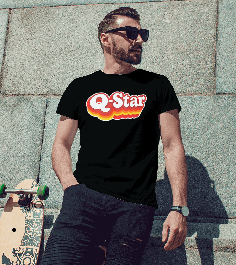 Q Star Vintage Retro Bold Font T-Shirt