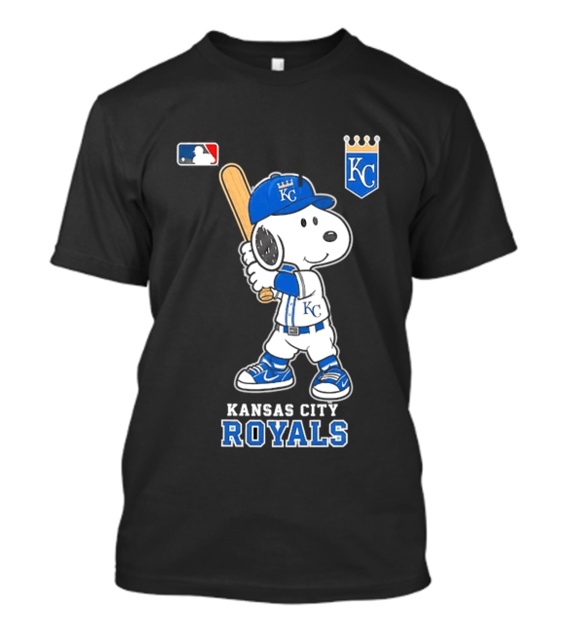 Snoopy Wearing Kansas City Royals Baseball Jersey Player MLB T-Shirt