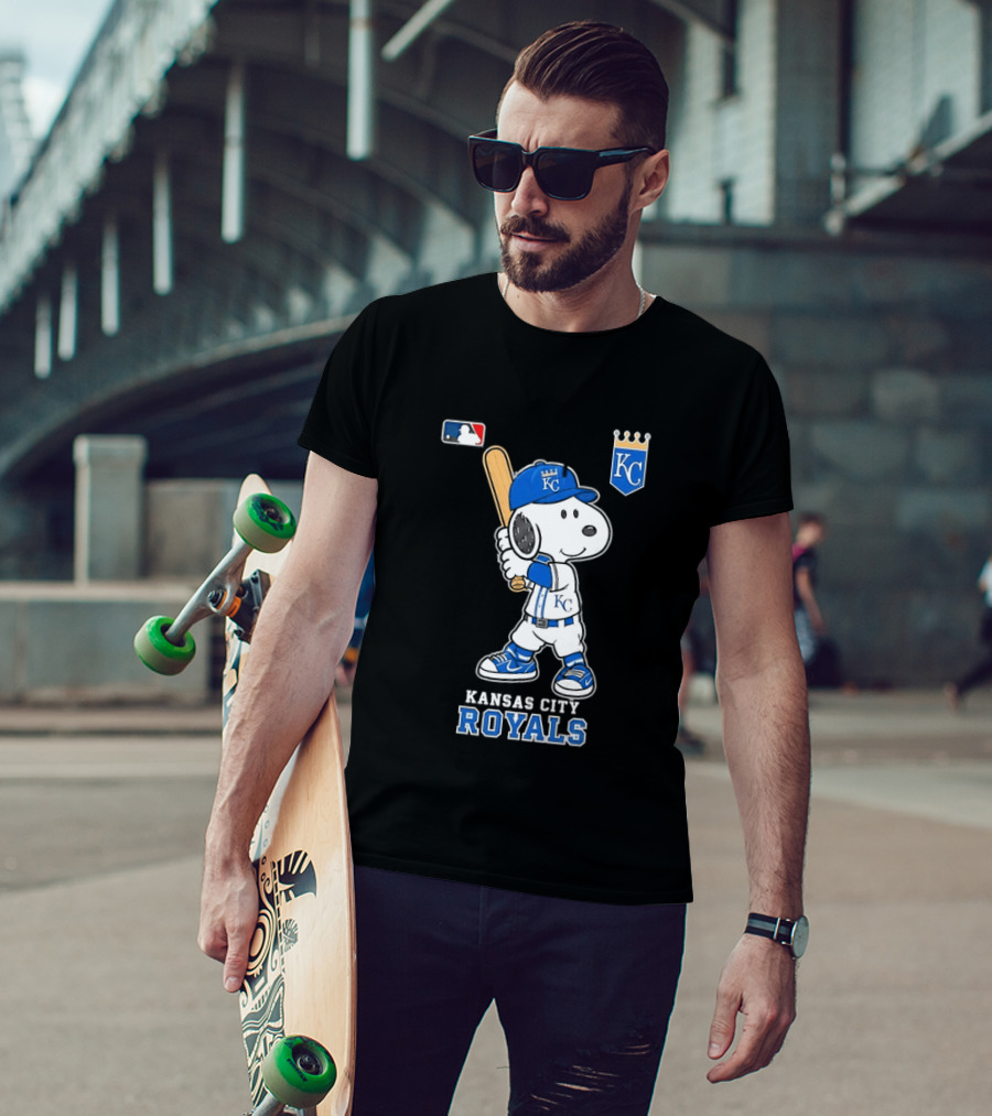 Snoopy Wearing Kansas City Royals Baseball Jersey Player MLB T-Shirt