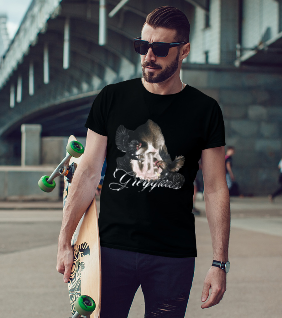 Greygxds Store Gallera Black Rooster T-Shirt